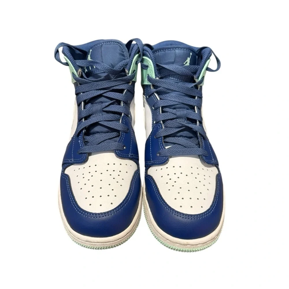 Nike Air Jordan 1 Mid GS Shoe Mystic Navy Blue Mint Size Boys 7Y Youth Sneaker